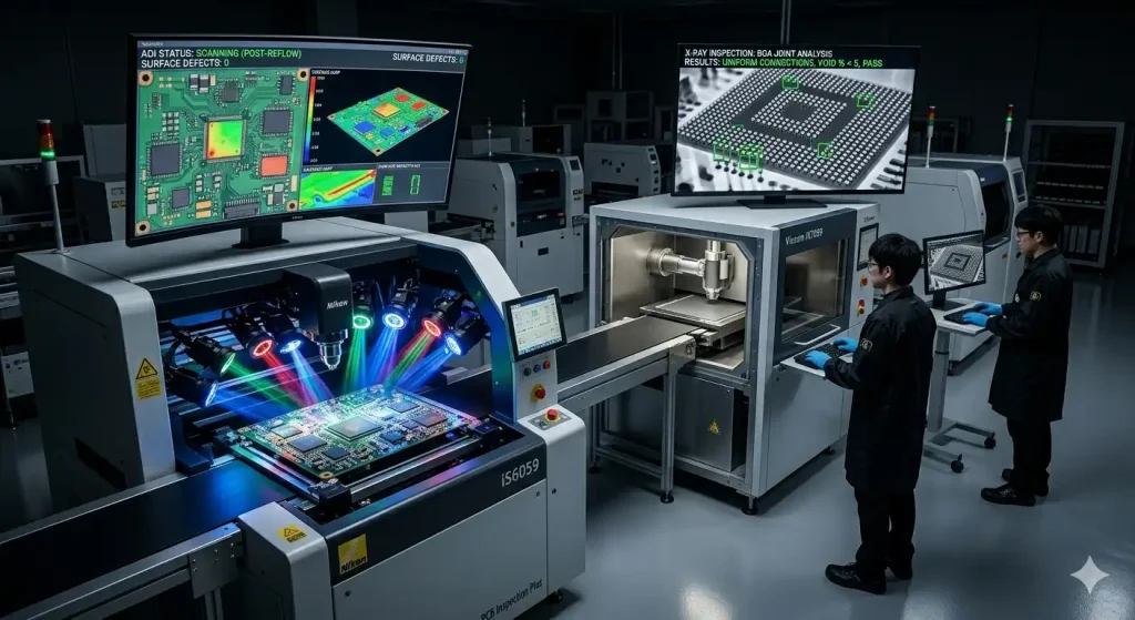 AOI inspection PCB quality control X-ray inspection BGA solder joints