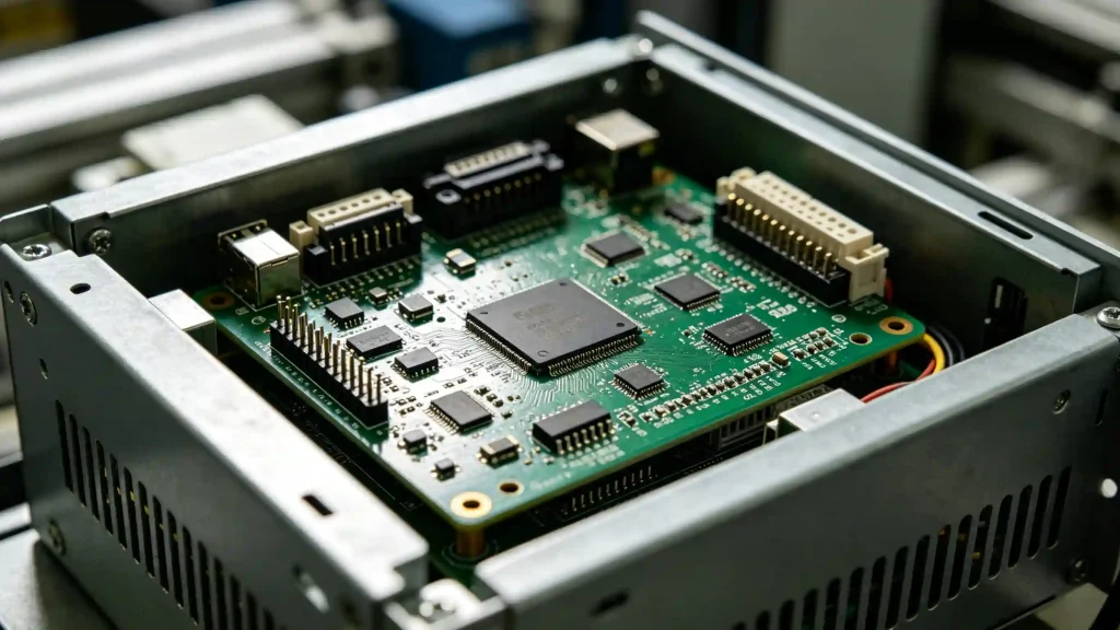 industrial PCB control system used in automation equipment inside metal enclosure